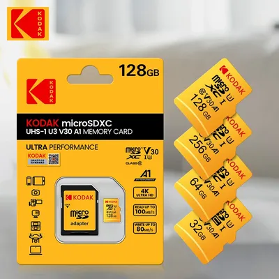 Kodak Original Micro SD-Karte 256 GB u3 Speicherkarte 128 GB 64 GB 32 GB EVO Plus SDHC U3 C10 TF-Karte C10 100 MB/S microSDXC UHS-1