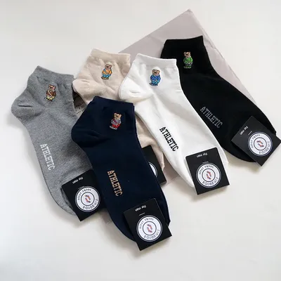1 paar Gentleman Cartoon Bär männer Socken Baumwolle Dünne Harajuku Atmungsaktive Business Sommer Herbst männer Boot Socken Ankle socken