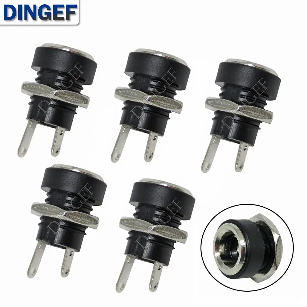 DC-022B 3A 12 V für DC-Netzteil-Klinkenbuchse, weiblich, Schalttafelmontage-Stecker, 5,5 mm x 2,1 mm, 5,5 mm x 2,5 mm, DC022B-Stecker ibuw Image