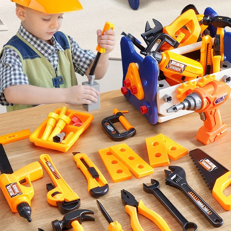 Pretend Tools Kit 40-teiliges Kinder-Spiel-Reparatur-Werkzeug-Set aus Kunststoff, Konstruktionsspielzeug mit Schraubendrehern für Kleinkinder, Jungen, Mädchen, Kinder Image