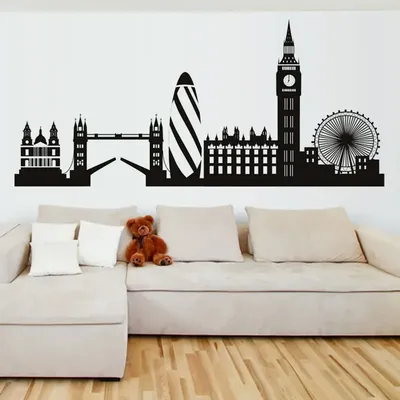 London Skyline Wanda uf kleber Stadt Silhouette England London Scape Wandt attoo Wohnzimmer Schlafzimmer Büro Home Wand kunst Vinyl Wandbild Image