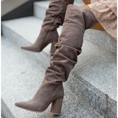 Damenstiefel, Herbst-Winter-Schuhe, Stiefel – Damen-Spitzenschuhe, Luxus-Designer, sexy Oberschenkel-High-Heels, hoch, sexy, 2024, große Größe P