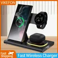 Supporto per caricabatterie wireless pieghevole a LED 3 in 1 per Samsung S24 S23 S22 Watch 6 5 4 Active 1 2 Galaxy Buds Pro Stazione di ricarica rapida