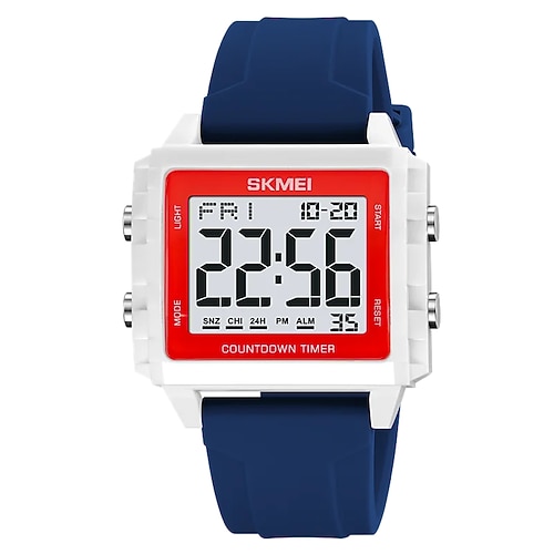 Skmei Youth Cool Montres de sport numériques pour hommes, femmes, étudiants, étanche 5 bars, chronomètre, compte à rebours