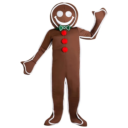 Combinaison Costumes de cosplay Combinaisons Bonhomme en pain d'épice Noël Déguisement Cosplay pour Homme Adulte Noël la veille de Noël Soirée Noël Costume