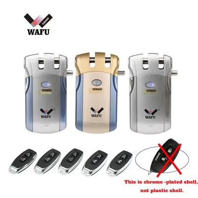 Wafu 019 Remote Control Lock 433Mhz Door lock Invisible Deadbolt Smart Lock With 5 Chrome plated
