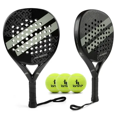 IANONI Padel Racket Set With 3 Balls Carbon Fiber Surface with EVA Memory Flex Foam Core Lightweight