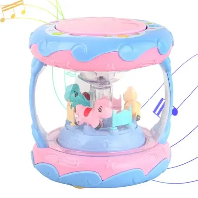 Kids Hand Drum Cute Hand Clapping Drum Fun Merry-Go-Round 3D Colorful Lighting Musical Electronic