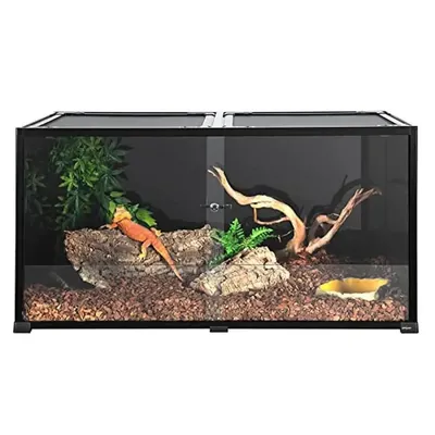 Large Reptile Terrarium Tank 120 Gallon Eco-Tank with Security Lock and Ventilation Snake Lizard