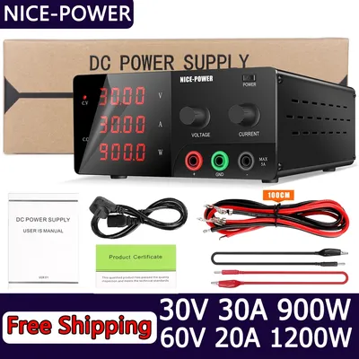 NICE-POWER Laboratory Power Supply, 60V 20A 1200W High Power Adjustable Source with Encoder Knob,