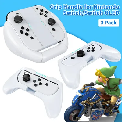 Switch Joycon Grips White for Nintendo Switch & OLED, Switch Joy-Con Controller Holders Kit, Family