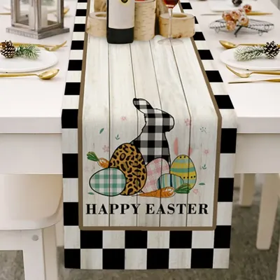 Easter Table Runner Festive Atmosphere Decoration Coffee Table Cloth Home Table Festival Bunny Egg