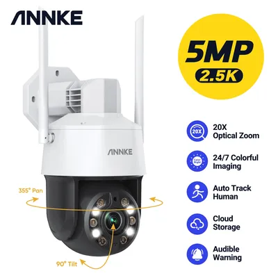 Annke 5PCS PTZ Wifi Camera Wireless 20X Optical Zoom 5MP H.265 Full Color AI Human Auto Tracking IP