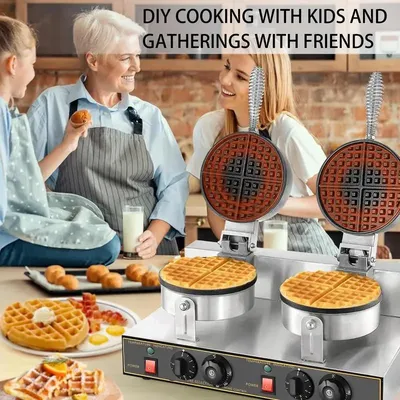 Waffle Maker Electric Round Waffle Iron Machine Adjustable Temperature Control Keto Chaffle Maker