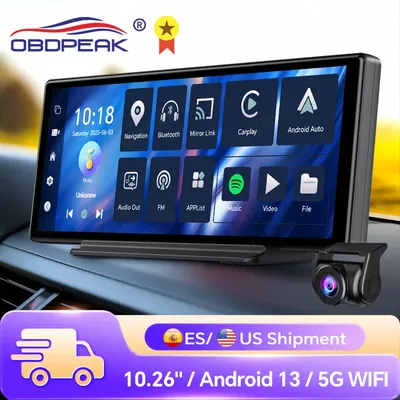 OBDPEAK T30 10.26“ Android 13 Ai Screen Carplay Android Auto Dash Cam WIFI GPS Navigation Dashboard