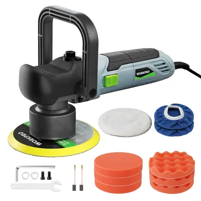 WORKPRO Car Buffer Polisher Kit, 6 Inch 6400RPM Dual Action Polisher with 6 Variable Speeds, 7A