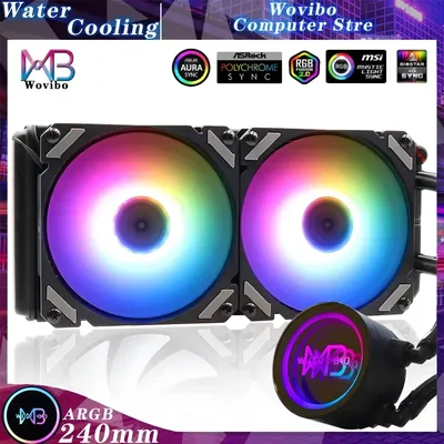 Wovibo PC CPU Water Cooling Computer Cooler AIO RGB ARGB Liquid Fan Ventilador Radiator For LGA 1150