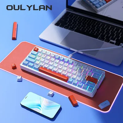 63 Keycaps Mechanical Keyboards Wired RGB Gaming Keyboard for Home Office Computer MacBook iPad PC