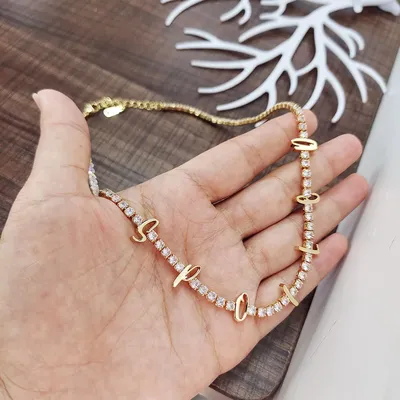 DODOAI Custom Tennis Necklace and Bracelet Set Personalized Name Necklace Name Bracelet Zircon Crystal Pendant Chain Jewelry