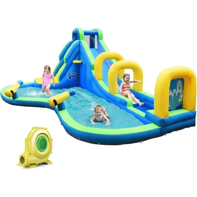 Inflatable Water Slide, 16x12FT Mega Waterslide Park for Backyard w/Adventure Long Slide, Big Splash