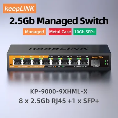 KeepLiNK 9-Port Multi-gigabit Managed Switch with 8-port 2.5Gb Ethernet and 1-port 10G SFP+