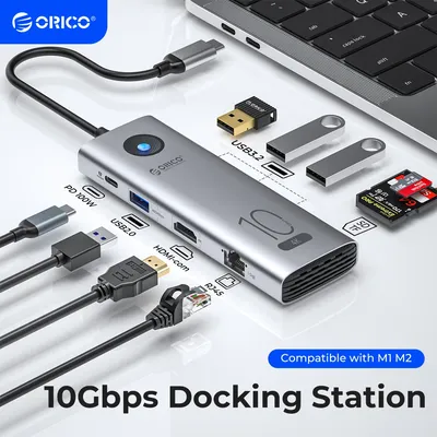 ORICO 10Gbps Type C Docking Station 4K60Hz HDMI-compatible USB3.0 2.0 HUB RJ45 PD100W Adapter Card