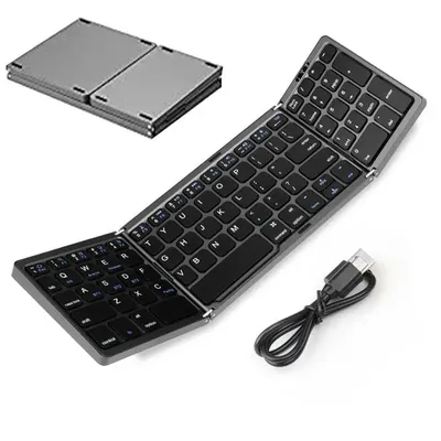 Wireless Folding Keyboard Multi-language Tri-Folding Wireless Keyboard Multi-System Keyboard For