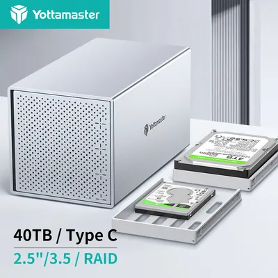 [PS400] Yottamaster 4 Bay RAID Enclosure Aluminum 4-slot 2.5" 3.5" USB3.0 RAID External HDD Array