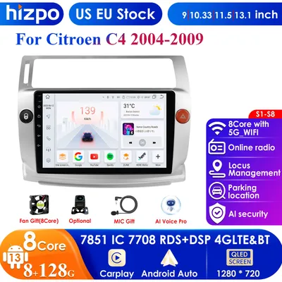 Hizpo 4G 9'' AI Intelligent Systems CarPlay Android Auto Radio for Citroen C4 C-Triomphe C-Quatre