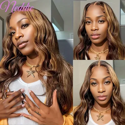 40 Inch Lace Frontal Wig Highlight Body Wave 13x6 Brazilian HD Transparent Human Hair For Women