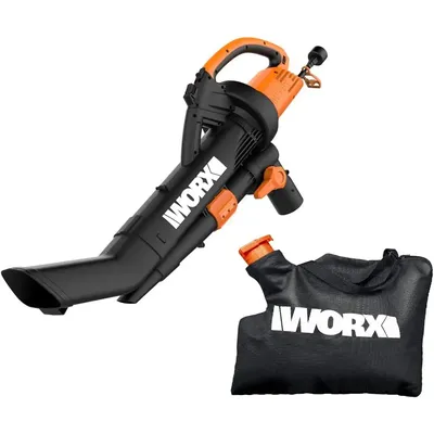 WG509 TRIVAC 12 Amp 3-in-1 Electric Leaf Blower/Leaf Vacuum/Mulcher, Metal Impeller for Fine