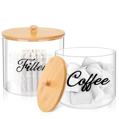 1-3PCS Coffee Pod Holder with Bamboo Lid Transparent Dustproof Capsule Coffee Storage Box Coffee