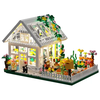 Flower House Building Set with LED, City Street House Flower Shop Building Blocks Toy, Gift for