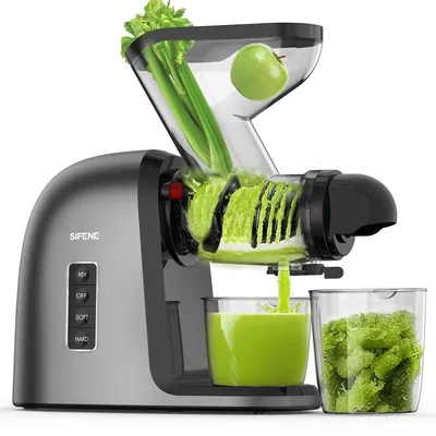 SiFENE Slow Masticating Juicer Machine, Dual 3" Wide Mouth, Anti-Clog, Wheatgrass and Fruit Juice