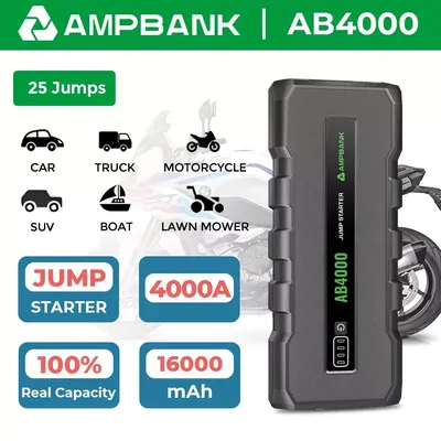 AMPBANK AB4000 4000A Battery Jumper Starter Portable 12V Car Battery for Up to 10L Gas/8L Diesel