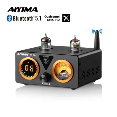 AIYIMA T9 PRO HiFi Bluetooth Tube Amplifier VU Meter Amplifier Stereo Power Amplificador USB DAC