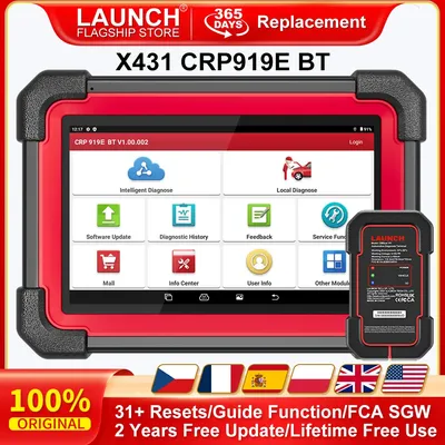 LAUNCH X431 CRP919E BT Car Diagnostic Tool OBD2 Scanner DBScar VII VCI Auto with Active Test ECU Coding CANFD DOIP 31+ Reset