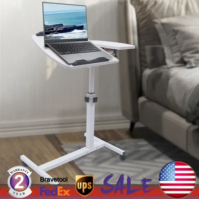 Angle & height adjustable rolling table laptop notebook stand tiltable table top desk sofa bed side