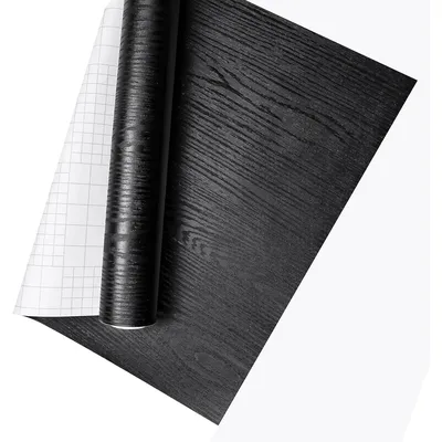 HTVRONT 0.3mX2m Black Wood Wallpaper Stick Black Countertop Contact Paper for Cabinets Removable for