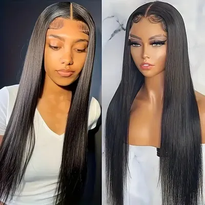 Rosabeauty 13x6 Straight Nature Color 250% Density Lace Front Wig Human Hair 30 40 Inch 13X4 Frontal