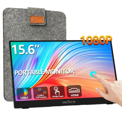 InnoView 15.6" Portable Monitor Touch Screen 1080P 1200:1 HDMI USB C Travel Monitor for Laptop, PC,