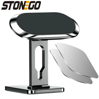 STONEGO 360° Rotating Magnetic Car Phone Mount - Universal Dashboard Holder with Adhesive Base