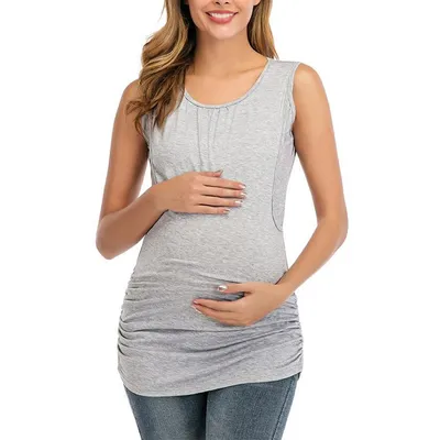 Summer Solid Color Womens Maternity Clothes Tank Tops Sleeveless Breastfeeding Pregnancy Clothing