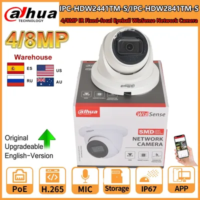 Dahua 8MP IR Fixed-focal Eyeball WizSense Network Camera 4K IPC-HDW2841TM-S 4MP IPC-HDW2441TM-S PoE