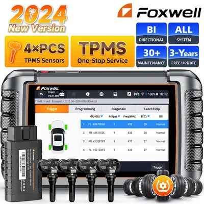 FOXWELL NT809TS OBD2 Bluetooth Scanner Car Tpms Diagnostic Tools 4PCS T10 Sensor Active Test 30+