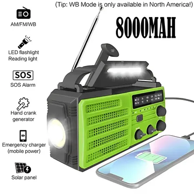 8000mAh portable FM emergency solar handheld radio AM/FM weather radio receiver C-type charging