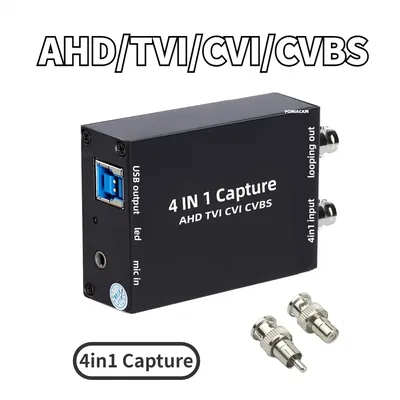 Video Capture 4 in 1 AHD CVBS CVI TVI To USB 3.0 Video Converter 1080P 60FPS Audio Video for