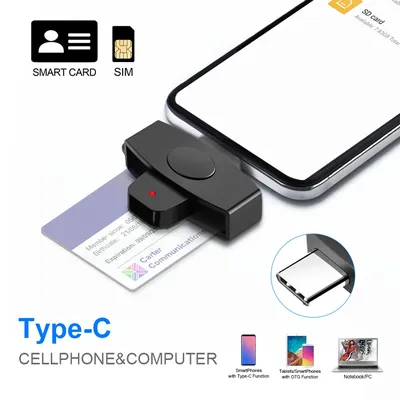 CAC Smart Card Reader Type-C Bank Tax Declaration SIM Card/IC Card ID EMV Card External Reader for