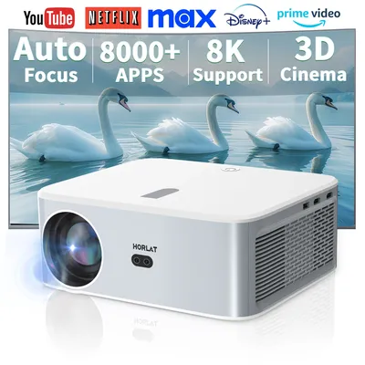 HORLAT 4K Projector 1500Ansi Lumens Android 12 LED Beamer Full HD 1080P Video Home Theater Keystone 5G WiFi Portable Proyector