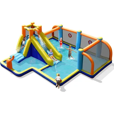 Inflatable Water Slide, 15x16.5FT Mega Water Soccer Waterslide Park for Outdoor Fun with Big Splash